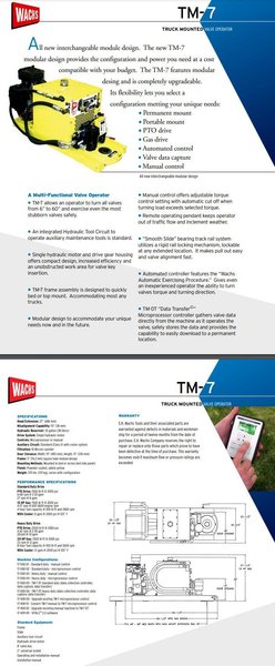 6"-60" WACHS MODEL #TM-7 PORTABLE / TRUCK-MOUNTED HYDRAULIC VALVE TURNER &amp; KOHLER GENERATOR: STOCK #18772