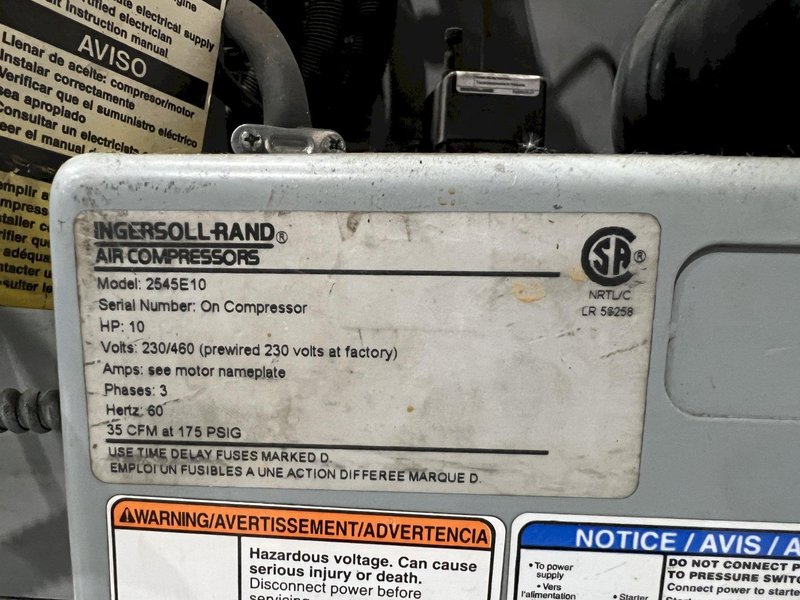 Ingersoll Rand T30 Industrial Air Compressor 35 CFM Baldor Drive 3PH 10HP