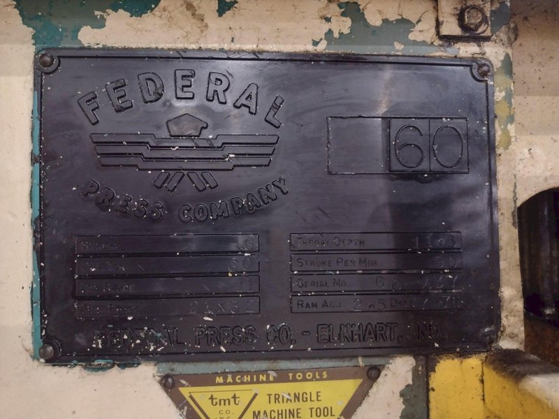 60 TON FEDERAL MODEL #60 OBI STAMPING PRESS 6&quot; STROKE: STOCK #22789