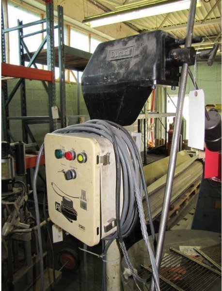 5000 LB 2.5 TON X 42" DURANT TOOL MODEL R50-25 MOTORIZED HORIZONTAL COIL REEL PALLET DECOILER: STOCK #13481