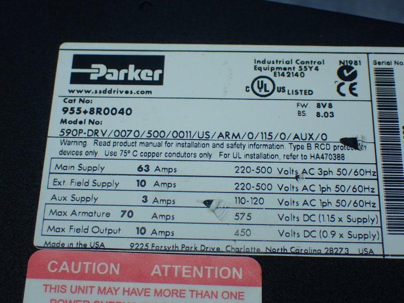 PARKER DC590+ INTEGRATOR SERIES DRIVE  -  955+8R0040