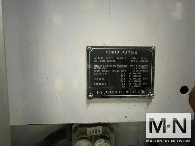 385 TON 23.2 OZ JSW MODEL J385ELII ELECTRIC INJECTION MOLDING MACHINE MFG 2005