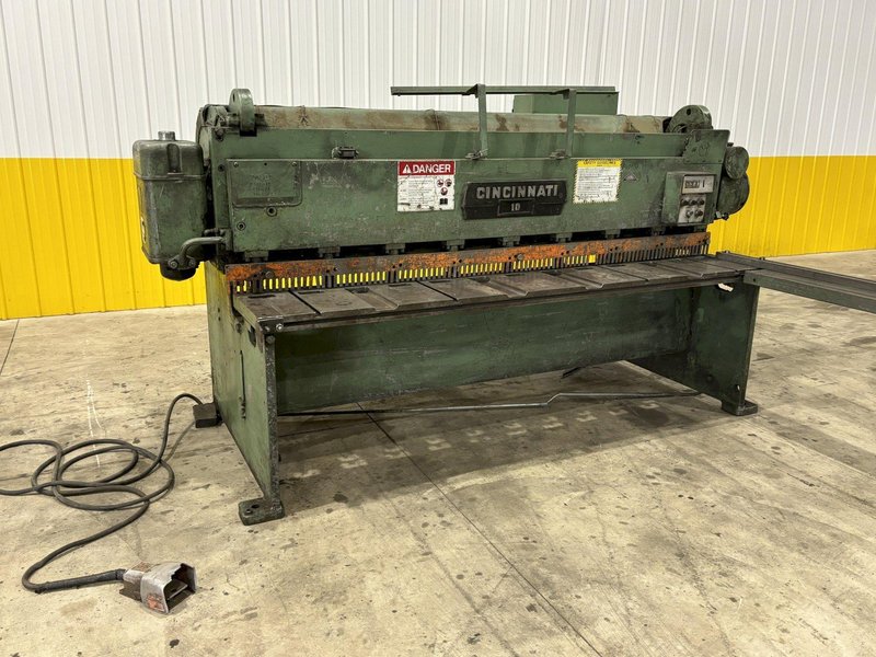 8&#039; X 10 GAUGE CINCINNATI MODEL #1008 MECHANICAL POWER SQUARING SHEAR: STOCK #21094