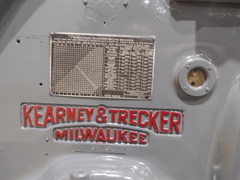 15 HP KEARNEY &amp; TRECKER MODEL #4CH VERTICAL MILL: STOCK #22776