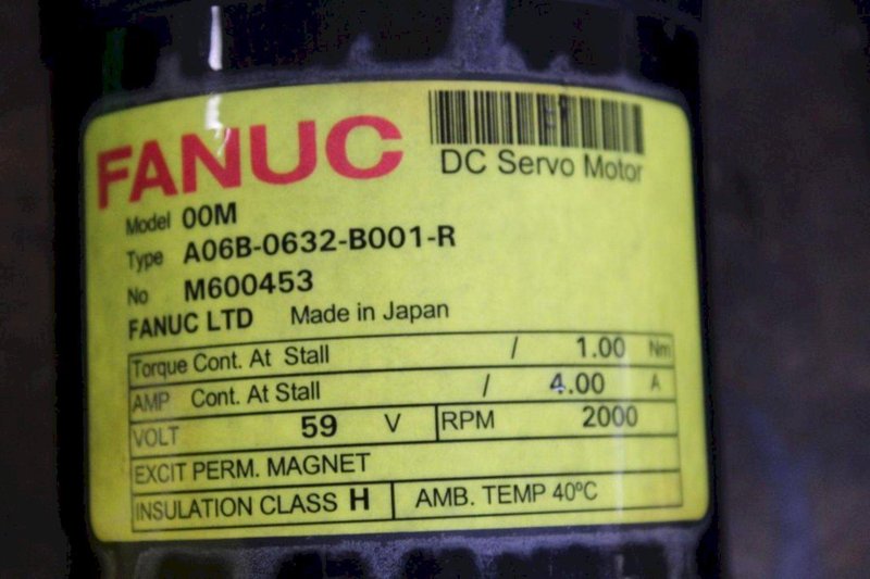 (4) FANUC 00M DC SERVO MOTOR. STOCK # 0681524