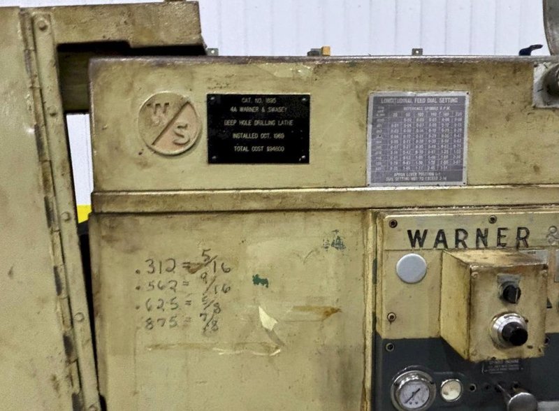 12.5" HOLLOW SPINDLE WARNER &amp; SWASEY MODEL 4A (M–3580) SQUARE HEAD TURRET LATHE. STOCK # 1107725