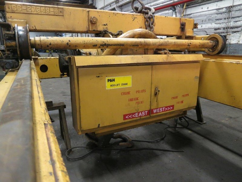 15 TON X 25' SPAN P&amp;H DOUBLE GIRDER OVERHEAD BRIDGE CRANE. STOCK # 0315322