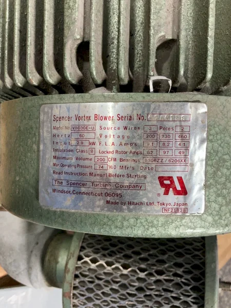 HITACHI 200 CFM BLOWER  -  VB030E-U