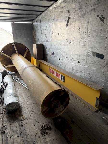 5 TON X 16' SPAN ABELL-HOWE JIB CRANE WITH MOTORIZED COFFING HOIST. STOCK # 0980026