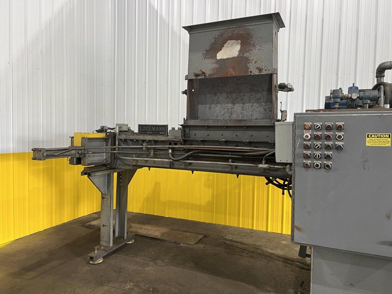 12&quot; X 12&quot; LOGEMANN MODEL #1212 HYDRAULIC SCRAP METAL BALER / BRIQUETTER: STOCK #11504