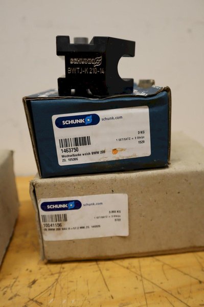 Schunk BWTJ-K210-14 Serrated Cam Lock Hard Jaws for 3-Jaw Chucks (3) Sets with Multilple Sets of Replaceable Steel Jaws Short and Tall- Auction Item