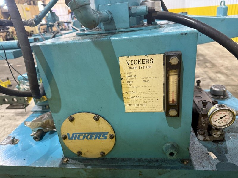 500 TON DRILL QUIP HORIZONTAL HYDRAULIC WHEEL PRESS WITH VICKERS HYDRAULIC UNIT: STOCK #23422
