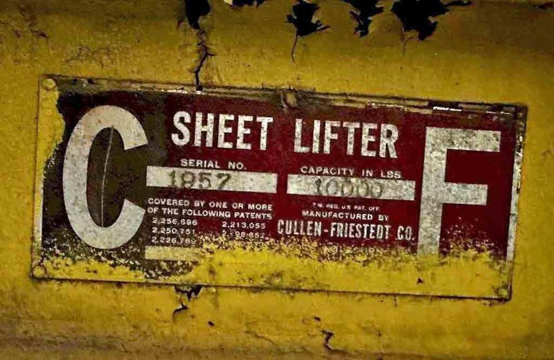 20,000# Cullen-Friedstedt Sheet Lifter