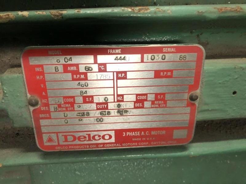 SUTORBILT, POSITIVE DISPLACEMENT BLOWER/VACUUM PUMP 8MVL-BHC  75HP DRIVE STOCK# 2104