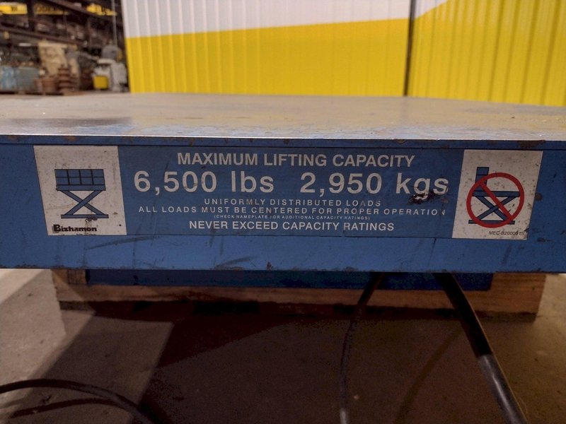 6,500 LB CAPACITY, 48&quot; X 72&quot; TABLE BISHAMON ELECTRIC/HYDRAULIC SCISSOR LIFT TABLE: STOCK #19942