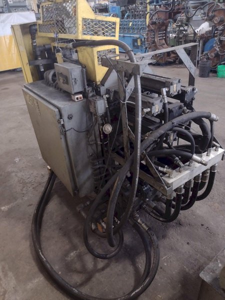 25,000 LB MITCHELL (4) DIE IN LINE TUBULAR CONVEYOR ROLL SHAFT END FORMING MACHINE: STOCK #15296