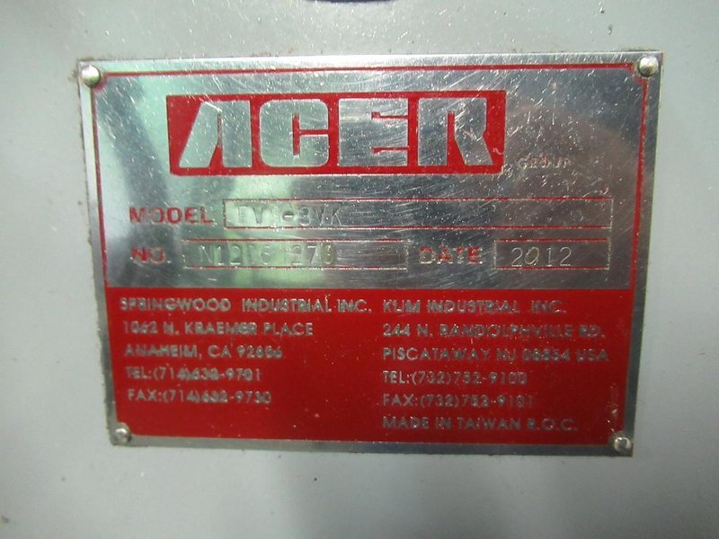 Acer E-Mill EVS-3VK CNC Vertical Knee Mill with Acu-Rite Millpower 2 CNC Control, 10" x 50" Table, 3 HP- Auction Item