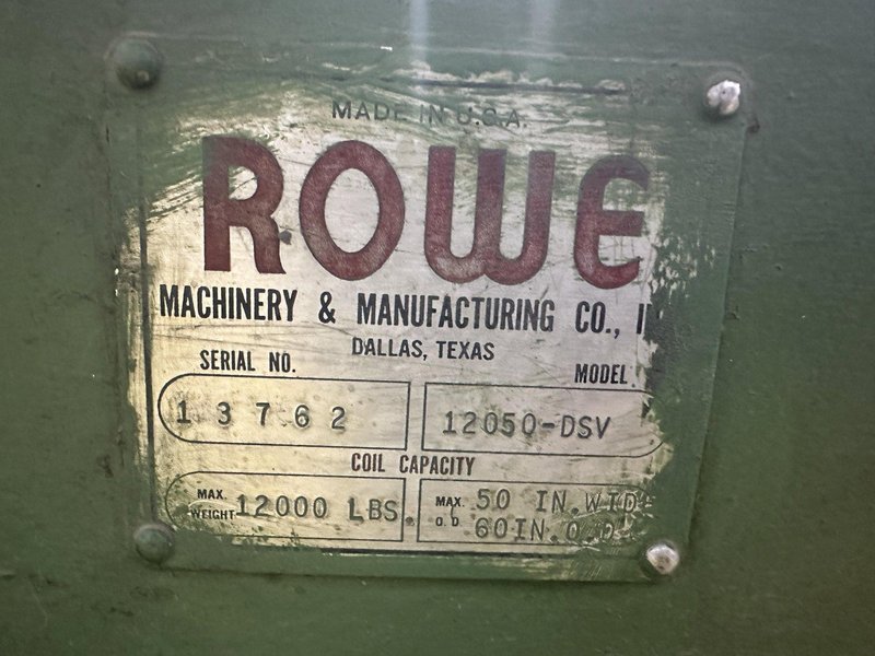 12,000 LB X 50&quot; ROWE MODEL #12050-DSV MOTORIZED COIL REEL UNCOILER &amp; COIL CAR: STOCK #21979
