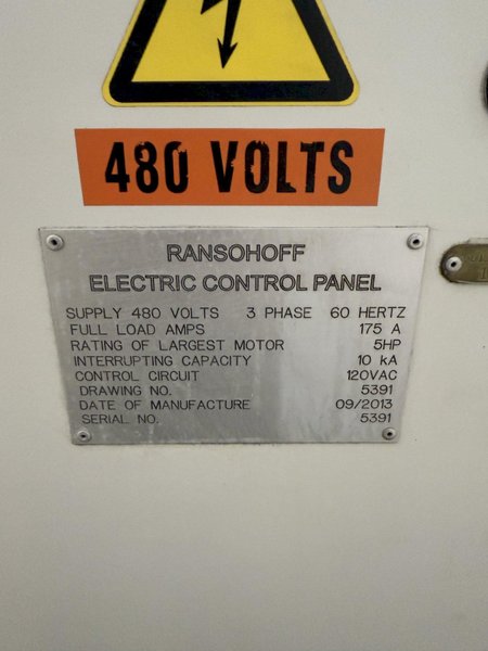 9" X 192" RANSOHOFF LEANVEYOR FOUR STAGE (WASH/RINSE/RINSE/BLOW OFF) WASHER. STOCK # 1113425.