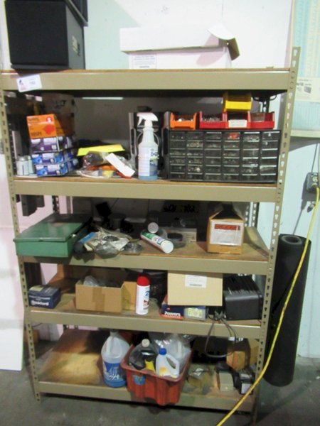 Metal Shelving Unit, Adjustable with 5-Shelves and Contents- Auction Item