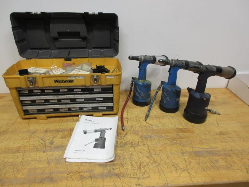 Avdel G3 Genesis Pneumatic Rivet Guns with Toolbox of Spare Parts, Manuals- Auction Item