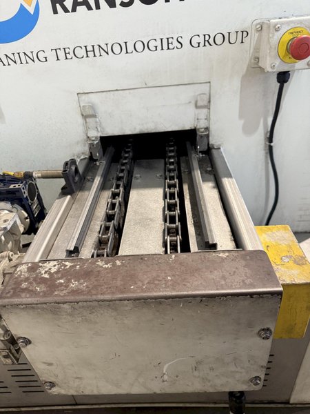 9" X 192" RANSOHOFF LEANVEYOR FOUR STAGE (WASH/RINSE/RINSE/BLOW OFF) WASHER. STOCK # 1113425.