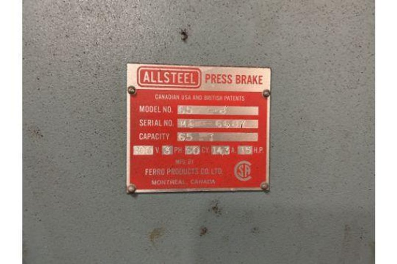 65 TON X 8&#039; PIRANHA HYDRAULIC PRESS BRAKE