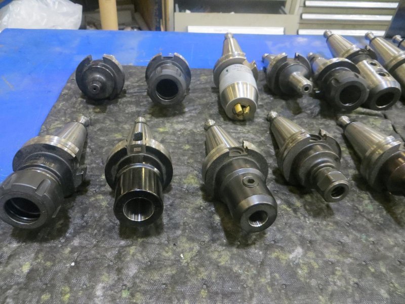 Cat 40 Taper Tool Holders (22) Including ER32, E16 Tool Holders, End Mills, and More- Auction Item