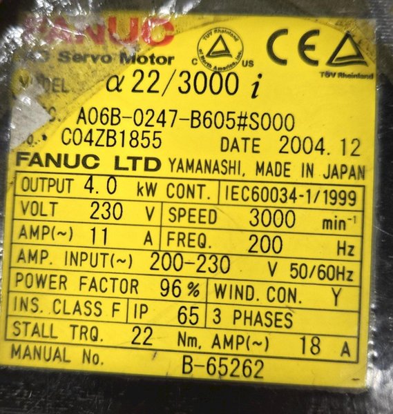 FANUC A06B-0247-B605#S000 Servo Motor USED