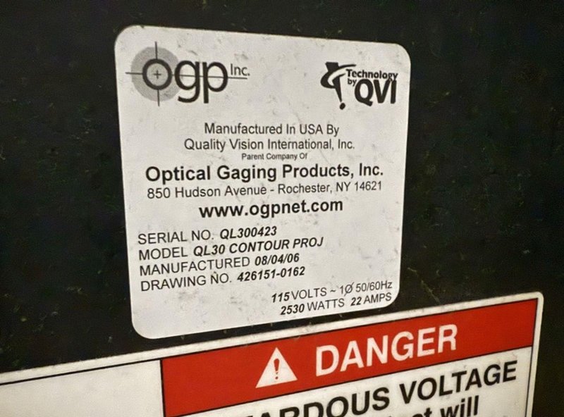 30" OGP (Optical Gaging Products) Model QL30 Optical Comparator &amp; Measuring Machine
