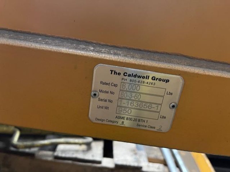 3 TON X 96" X 60" CALDWELL SHEET LIFTER STOCK# 4000