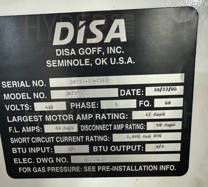 36&quot; X 72&quot; GOFF MODEL #3672D SPINNER HANGER SHOT BLAST CLEANING SYSTEM, NEW 2006: STOCK #22470