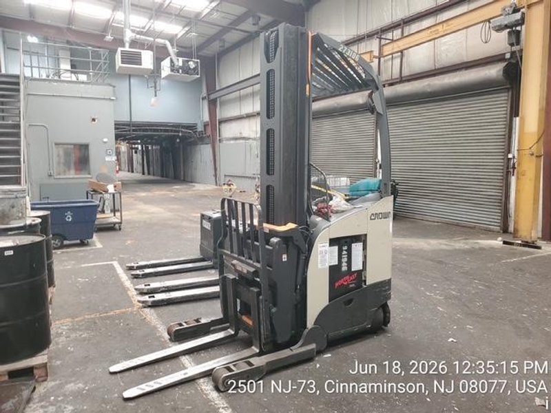 Crown RM6025-45 Electric Reach Truck, 2019 – 4,500 lb Capacity, Narrow Aisle Warehouse Forklift