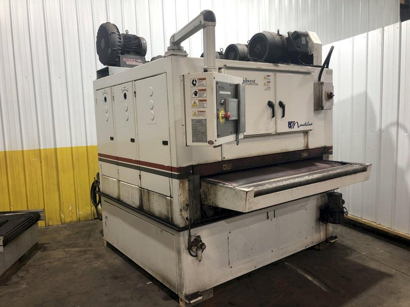 63&quot; MIDWEST AUTOMATION MODEL #N3-6375 3 HEAD WET TYPE BELT DEBURRING GRINDER MACHINE: STOCK 18225