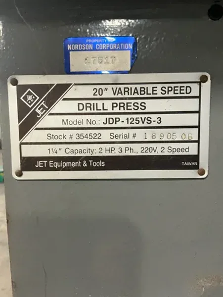 JET 1 1/4” / 20” VERTICAL DRILL PRESS   -  JDP-125VS-3