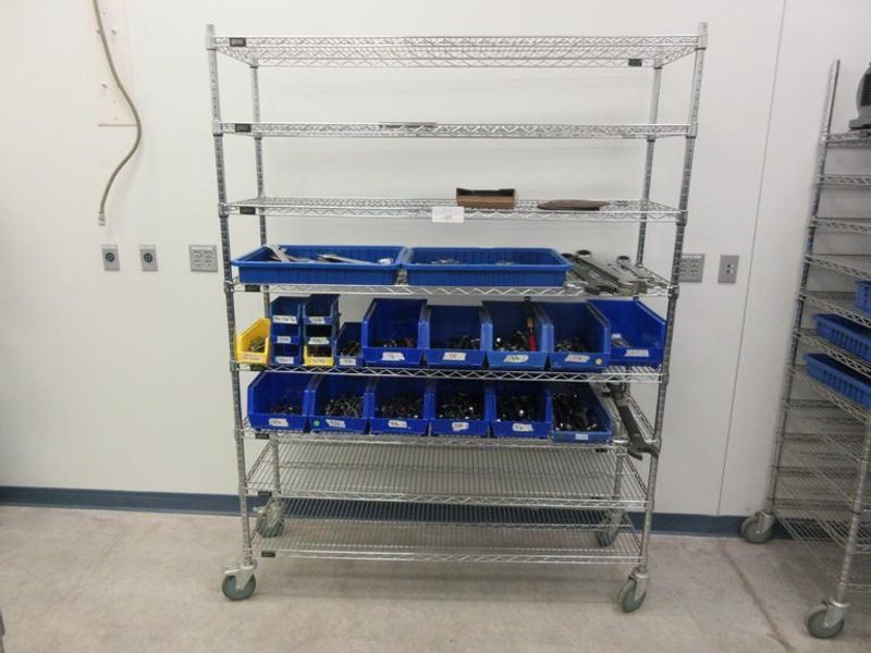 Box End Wrenches from 7/32" up to 1-13/16" on Quantum 8-Shelf 60" x 18" x 78" Metal Wire Rolling Cart- Auction Item