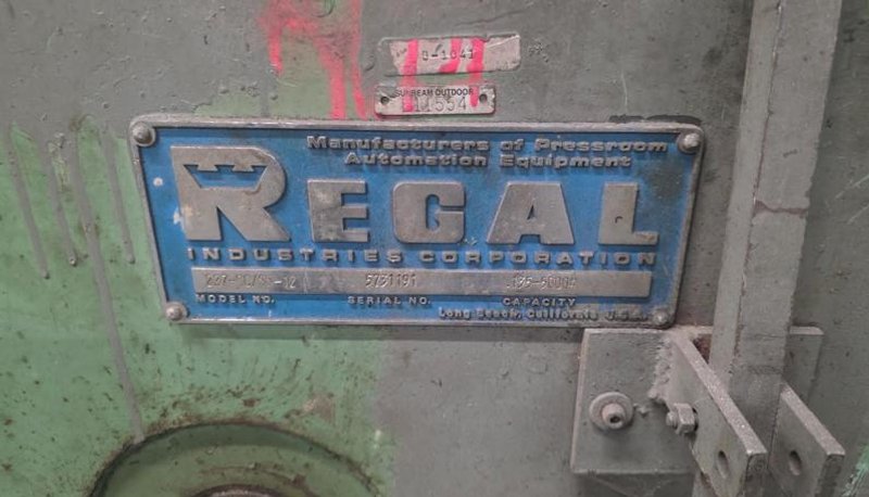 8000 LB X 12" X .135" REGAL COIL CRADLE/STRAIGHTENER. STOCK # 0329126