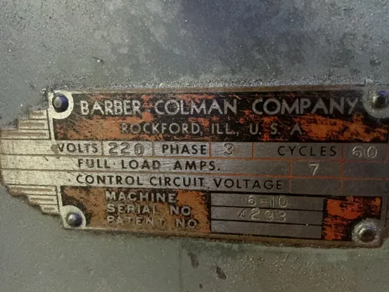 BARBER COLMAN GEAR HOBBER  -  6-10