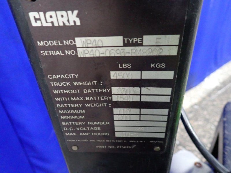 CLARK 4500 LBS ELECTRIC PALLET JACK  -  WP40