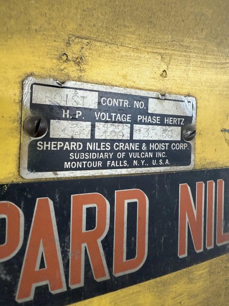 3 TON SHEPARD NILES UNDER HUNG HOIST. STOCK #0316822
