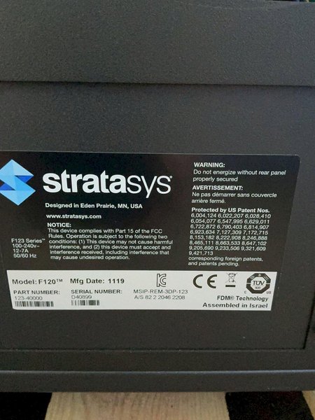 STRATASYS 10” X 10” X 16” 3D PRINTER   -  F120