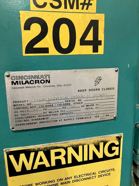 14&quot; X 36&quot; CINCINNATI-MILACRON UNIVERSAL GRINDER