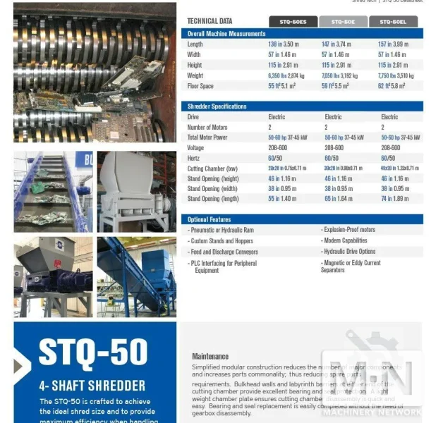 SHRED-TECH MODEL STQ-50E 4 SHAFT SHREDDER MFG 2015