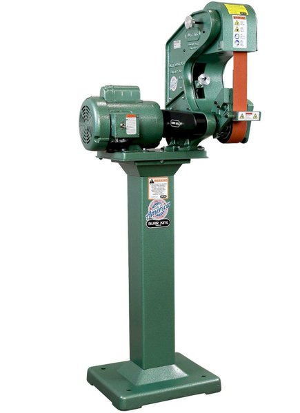 1 - NEW BURR KING 2 X 48 THREE WHEEL BELT GRINDER, MODEL #: 482