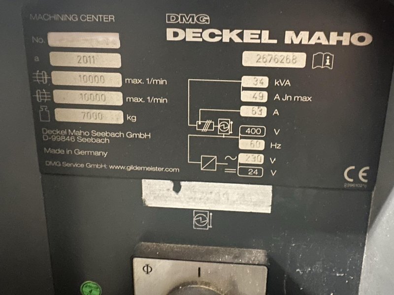 DMG Mori DMU-70 UMC, 2011 – High Torque Spindle, Chip Conveyor