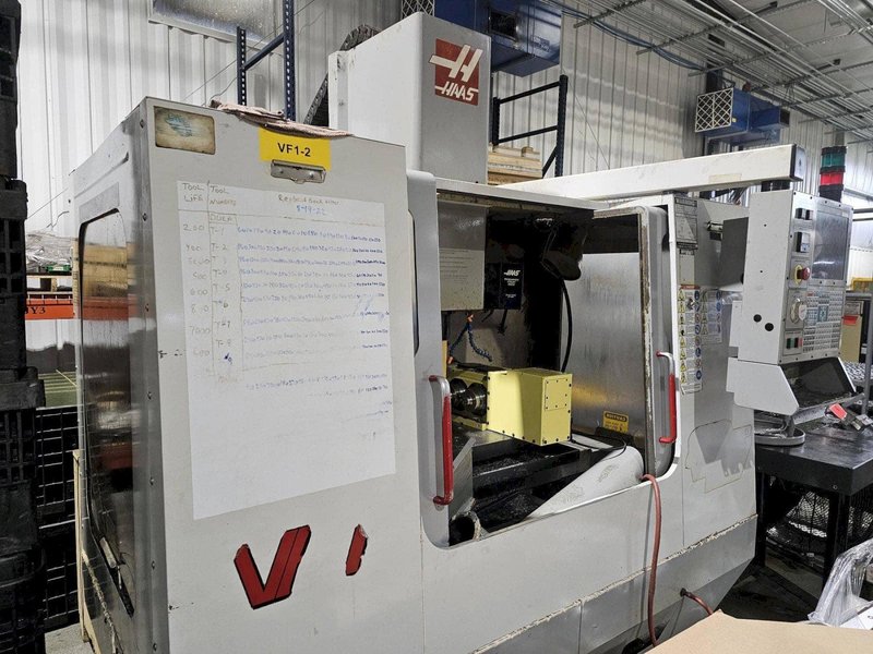 Haas VF-1 VMC, 2001 – Rigid Tapping, Chip Auger, 4th Axis Ready