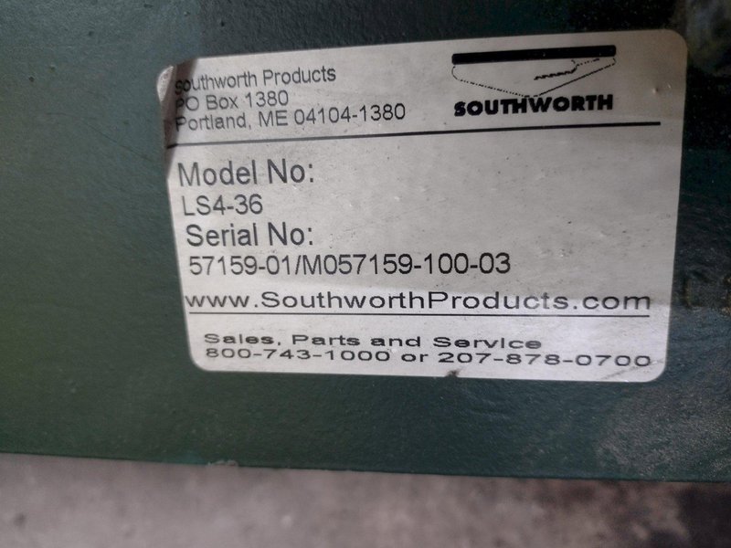 4,000 LBS X 60" X 30" SOUTHWORTH HYDRAULIC SCISSOR LIFT TABLE WITH 60X42 ROLLER CONVEYOR TOP, 110 VOLT: STOCK #20914