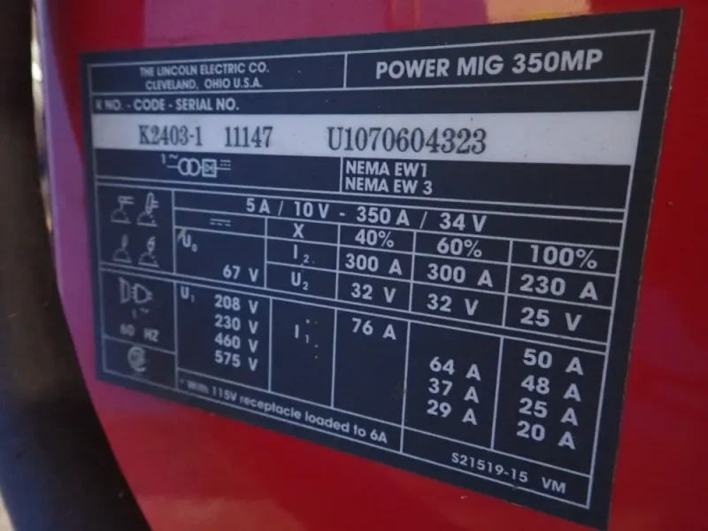 LINCOLN ELECTRIC 350 A WELDER   -  POWER MIG 350MP