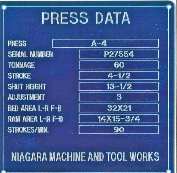 60 Ton Niagara OBI Press
