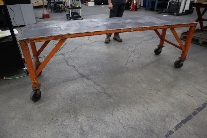 Portable Steel Table, On Casters 96&quot; x 26&quot; x 32&quot;- Auction Item